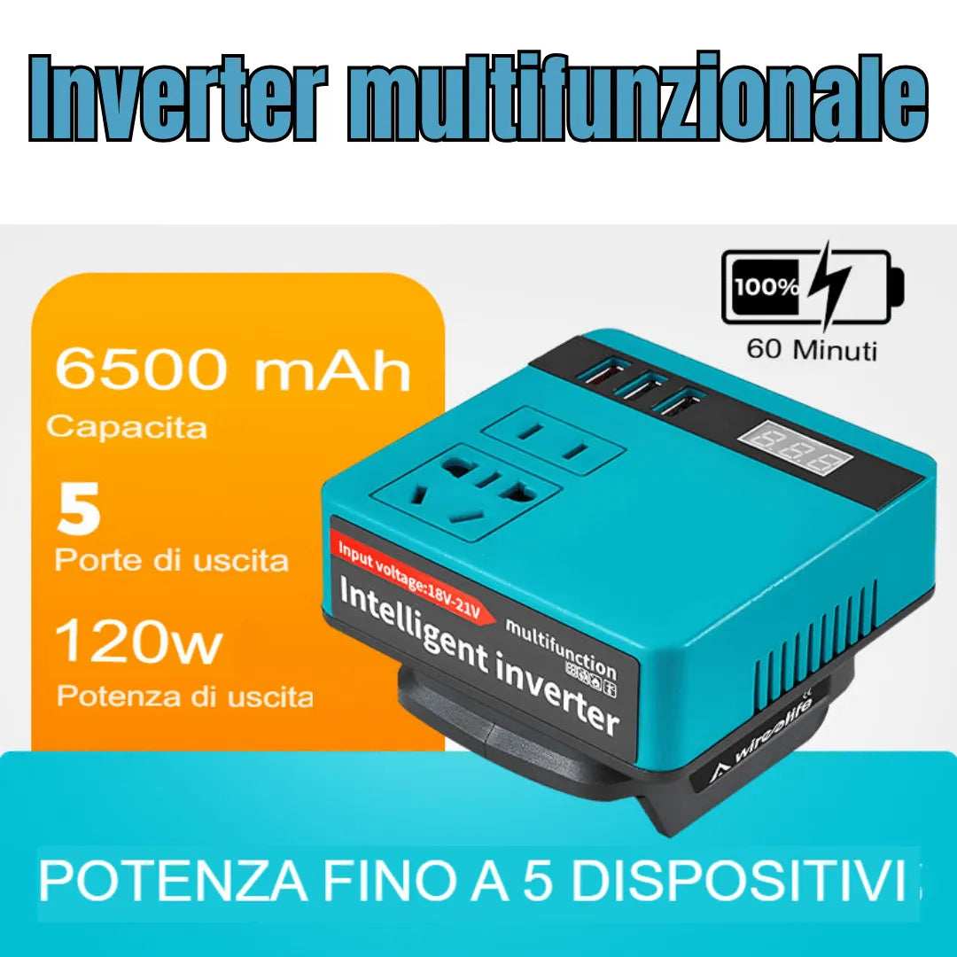 Banca di potenza inverter per batterie al litio con conversione di tensione intelligente e multifunzionale